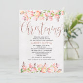 Rose Gold Calligraphie Christening Invitation (Debout devant)