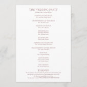 Rose Gold Calligraphie Mariage programme de cérémo (Dos)