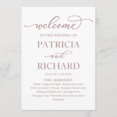 Rose Gold Calligraphie Mariage programme de cérémo (Devant)