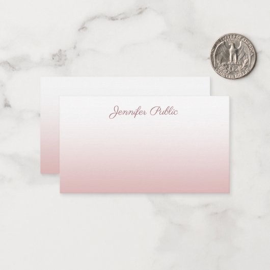 Rose Gold Calligraphié Script Élégant Modèle (Devant/Arrière en situation)