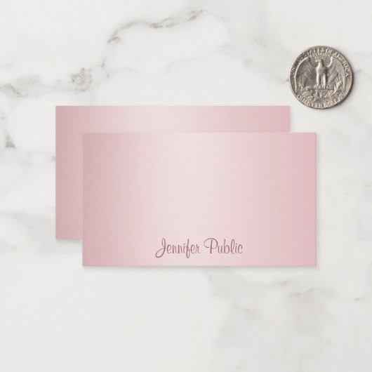 Rose Gold Calligraphié Script Monogramme Modèle (Devant/Arrière en situation)