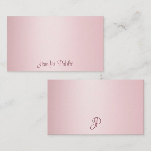 Rose Gold Calligraphié Script Monogramme Modèle (Devant / Derrière)