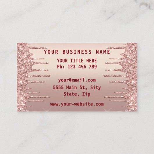 Rose Gold Carte de visite Votre Logo Nom Info (Devant)