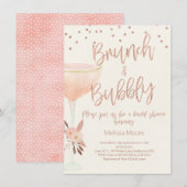 Rose Gold Champagne Verre Bridal Douche Invitation (Devant / Derrière)