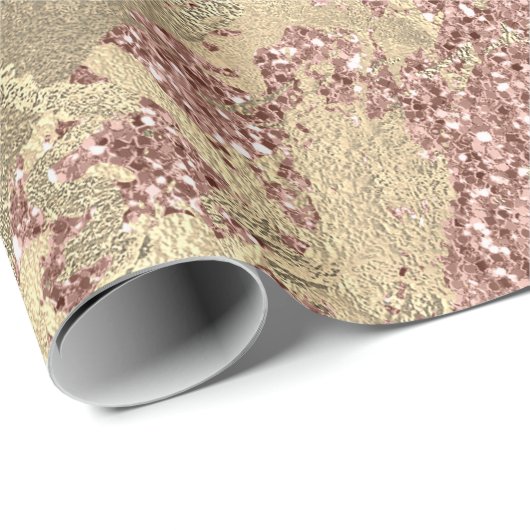 Rose Gold Champaigne Marble Glitter Metal Strokes Cadeaupapier (Rol Hoek)
