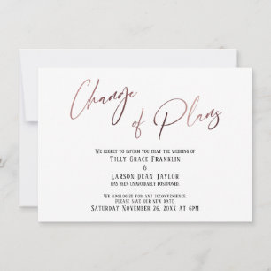 Rose Gold Changement de régime Carte Mariage repor