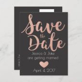 Rose Gold, Charbon, Enregistrer la date Carte post (Devant / Derrière)
