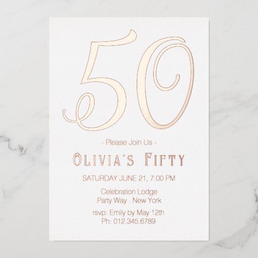 Rose Gold Chic 50e anniversaire Foil Invitation (Recto)