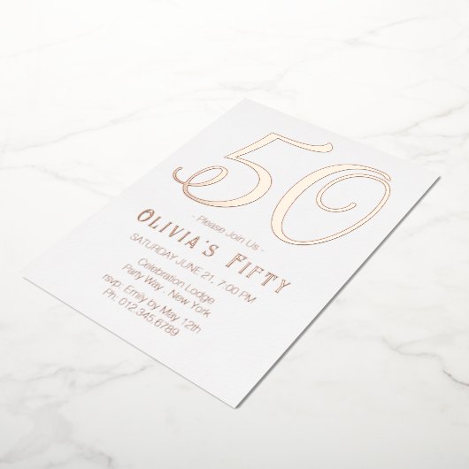 Rose Gold Chic 50e anniversaire Foil Invitation (Rotation)