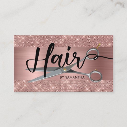 Rose Gold Chic Hairstylist Carte de visite (Devant)
