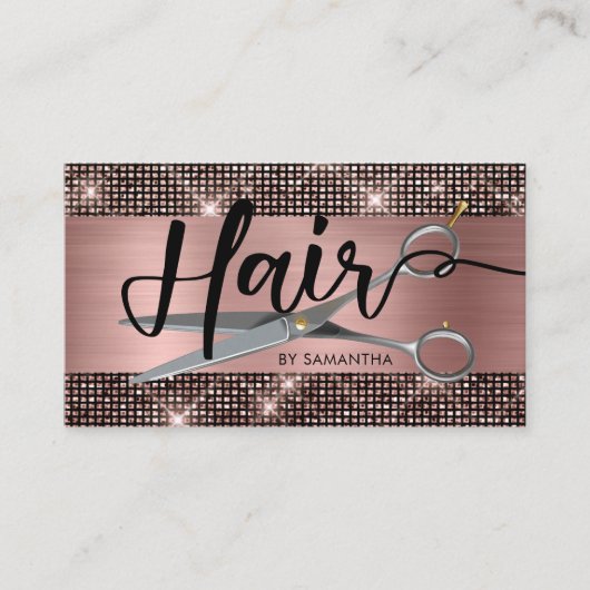 Rose Gold Chic Hairstylist Carte de visite (Devant)