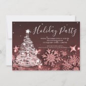 Rose Gold Christmas Tree Fête de Noël Invitation (Devant)
