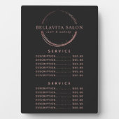Rose Gold Circle Salon Logo Prix Menu Plaque (Devant)