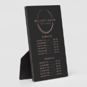 Rose Gold Circle Salon Logo Prix Menu Plaque (Côté)