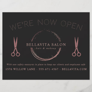 Rose Gold Circle Salon Logo We zijn nu geopend Flyer