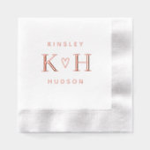 Rose Gold cœur Monogramme Initiales Mariage (Recto)