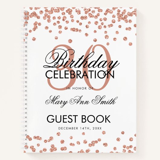 Rose Gold Confetti Blanc 30e anniversaire Livre d' (Devant)