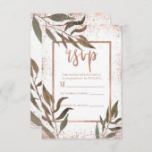 Rose Gold Copper Botanique Glam Mariage RSVP (Devant / Derrière)