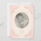 Rose Gold Cross Pink Baptism Photo Invitation (Dos)
