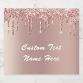 Rose Gold Custom Text Champagne Vin Étiquette Cade (Étiquettes simples)
