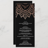 Rose Gold Delicate Dentelle Mariage Menu (Devant / Derrière)