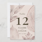 Rose Gold Delicate Feuille Mariage Numéro de table (Devant)