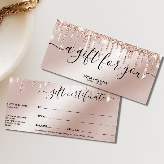 Rose Gold Drift Certificat cadeau Carte cadeau ajo
