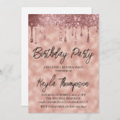 Rose Gold Drift Invitation de fête d'anniversaire (Devant / Derrière)