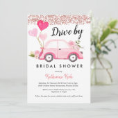 Rose Gold Drive by Bridal Shower Invitation (Debout devant)