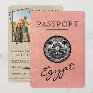 Rose Gold Egypt Paspoort Trouwkaart Save the Date