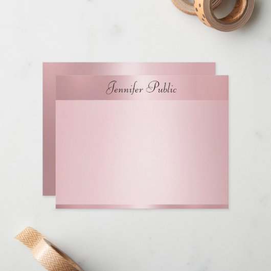 Rose Gold Elegant à la main Nom du script Modèle (Devant/Arrière en situation)