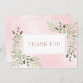Rose Gold Elegant Aquarelle Verdure Merci (Devant / Derrière)