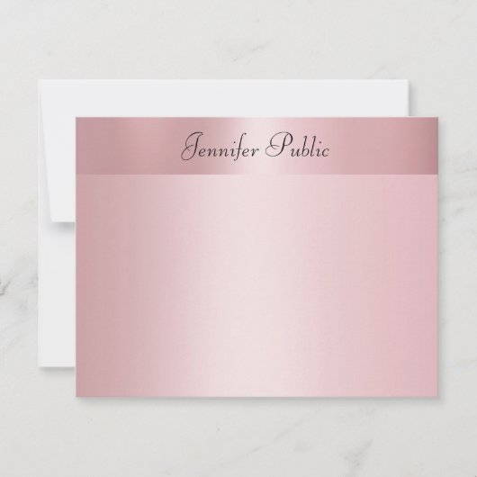 Rose Gold Elegant Main Script Nom Modèle texte (Devant)