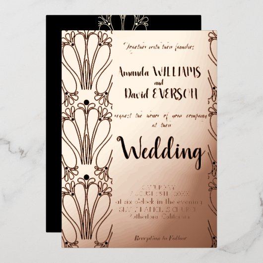 Rose GOLD - Élégant mariage, véritable invitation (Recto/Verso)
