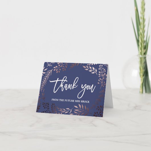 Rose Gold Élégant Merci De la Future Mme (Devant)