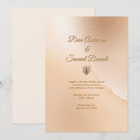 Rose Gold Elegant Wedding Invitation Kaart (Voorkant / Achterkant)