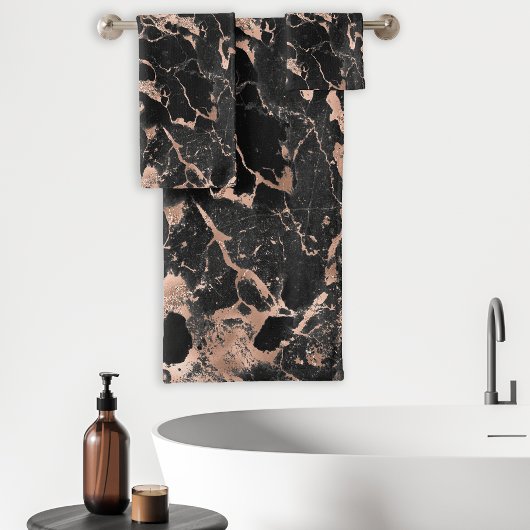 Rose Gold en feuille sur Marbre Noir