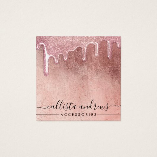 Rose Gold épais Parties scintillant Drips Logo Cli (Devant)