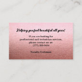 Rose Gold et Black Nail Technicien Carte de visite (Dos)