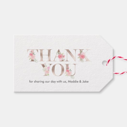 Rose Gold et fleurs roses merci les étiquettes de  (Devant (Horizontal))