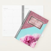 Rose Gold et rose Fleurs Enseignant Planificateur (Devant avec enveloppe)