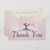 Rose Gold Fairy Lights Heart Leaf Tree Merci (Devant / Derrière)