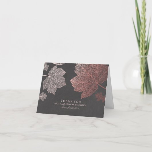 Rose Gold Fall laisse Mariage Merci (Devant)