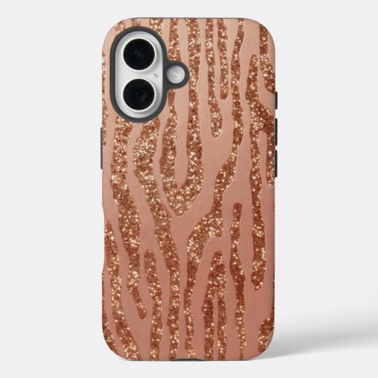 Rose Gold Faux Bois iPhone 16 Coque (Verso)