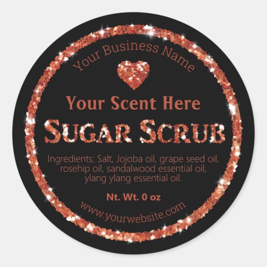 Rose Gold Faux Parties scintillant Étiquette à suc (Devant)