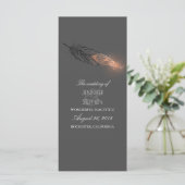 Rose Gold Feathers Élégant Chic Wedding Programme (Debout devant)