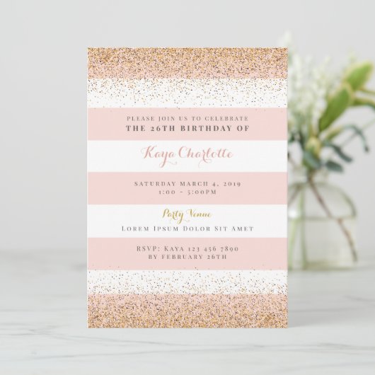 Rose Gold Femmes Invitation d'anniversaire (Debout devant)
