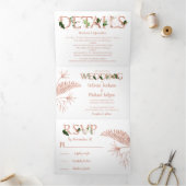 Rose Gold Ferns Mariage Tri-fold Invitation (Intérieur)