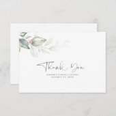 Rose Gold Feuilles de verdure à l'aquarelle Merci (Devant / Derrière)