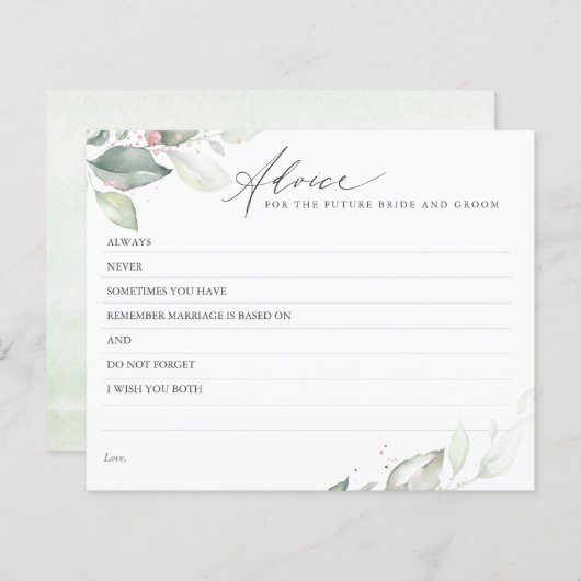 Rose Gold Feuilles verdure Elégante carte conseil (Devant / Derrière)
